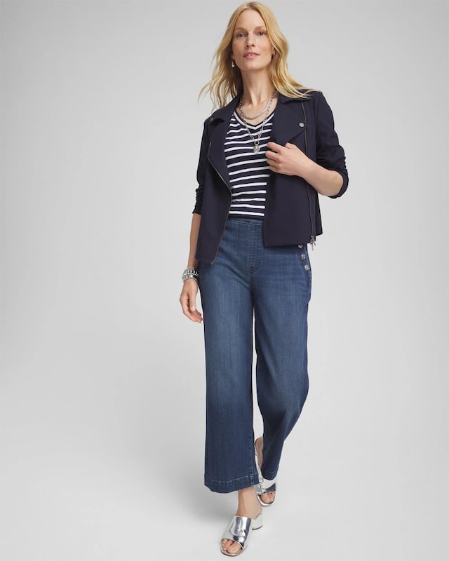 Stripe V-neck 3/4 Sleeve Tee - image 2